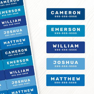 Blue or any color name and number waterproof labels