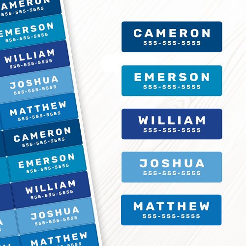 Blue or any color name and number waterproof labels