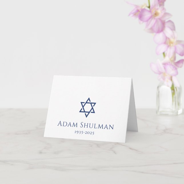 Blue or any color Star of David sympathy thank you Card (Orchid)