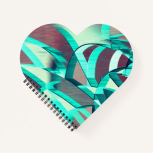 Blue or cyan streaks on red, drizzled image notebook