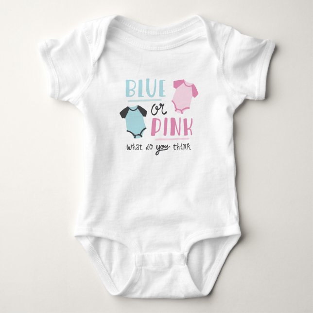 Blue or Pink Baby Gender Reveal Party Shower Baby Bodysuit (Front)