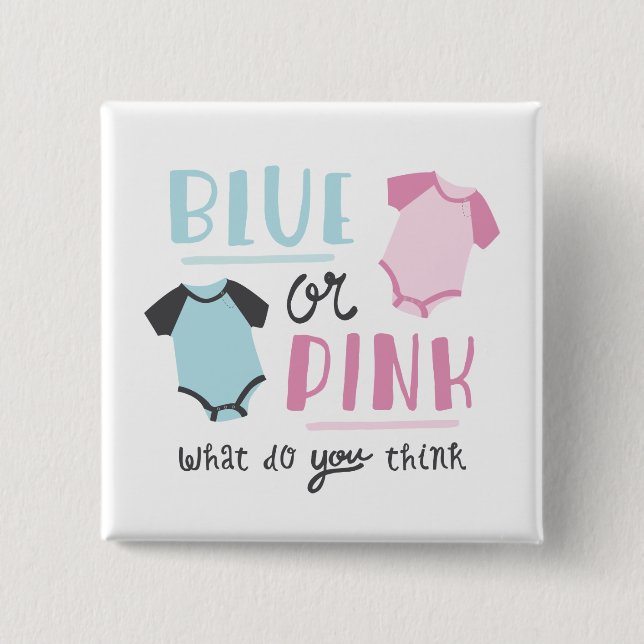 Blue or Pink Baby Gender Reveal Party Shower Button (Front)