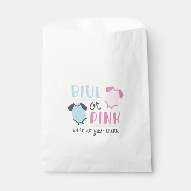 Blue or Pink Baby Gender Reveal Party Shower Favor Bag (Front)