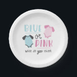 Blue or Pink Baby Gender Reveal Party Shower Paper Plates<br><div class="desc">Stylish and cute plates for gender reveal parties that says "blue or pink,  what do you think?"</div>