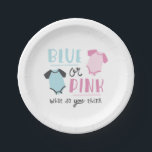 Blue or Pink Baby Gender Reveal Party Shower Paper Plates<br><div class="desc">Stylish and cute plates for gender reveal parties that says "blue or pink,  what do you think?"</div>