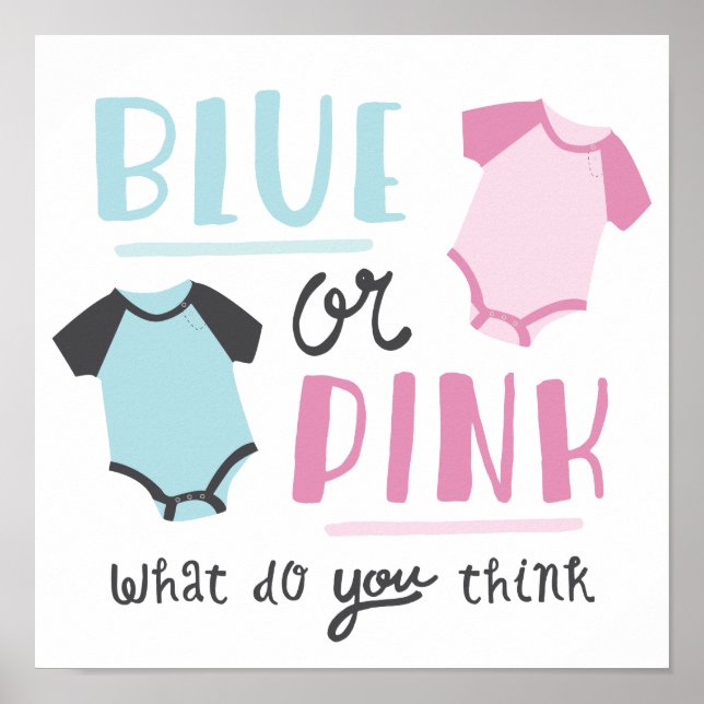 Blue or Pink Baby Gender Reveal Party Shower Poster (Front)