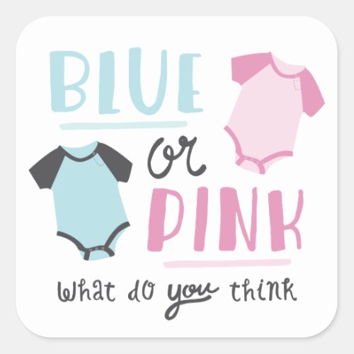 Blue or Pink Baby Gender Reveal Party Shower Square Sticker