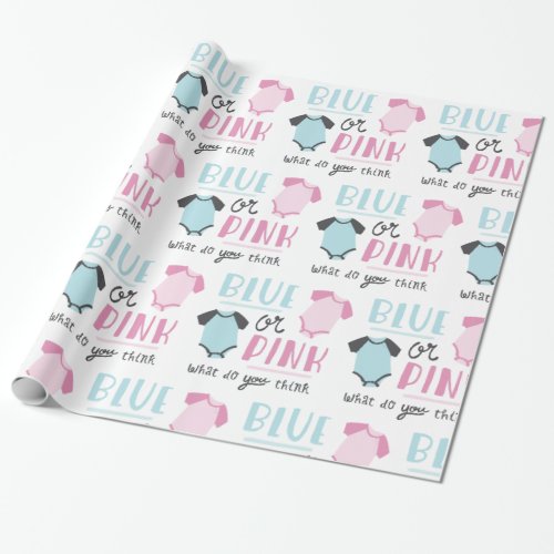 Blue or Pink Baby Gender Reveal Party Shower Wrapping Paper