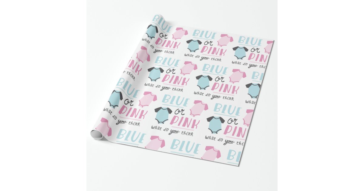 Blue or Pink Baby Gender Reveal Party Shower Wrapping Paper | Zazzle
