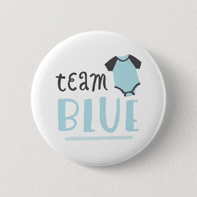 Blue or Pink Baby Gender Reveal | Team Blue Button (Front)