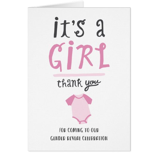 Blue or Pink Baby Gender Reveal Thank You | Girl (Front)