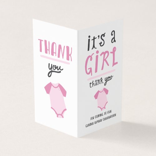 Blue or Pink Baby Gender Reveal Thank You  Pink Business Card