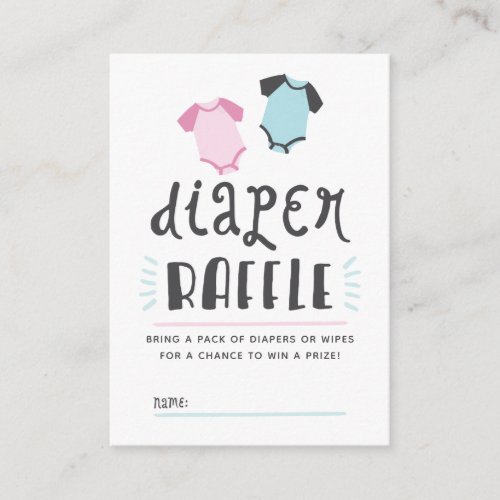 Blue or Pink Baby Reveal Party Diaper Raffle Enclosure Card