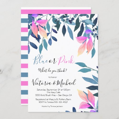 Blue or Pink Baby Reveal Shower invitation