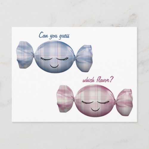 Blue or Pink Candy Gender Reveal Party Postcard