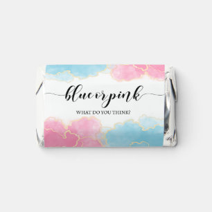 Blue or pink gender reveal candy wrappers hershey's miniatures