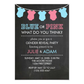 Blue or Pink Gender Reveal Party Invite Chalkboard