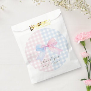 Blue or Pink Gingham Bow Favor Bag
