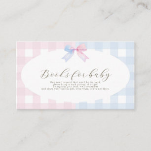 Blue or Pink Gingham Bow Gender Reveal Baby Shower Enclosure Card