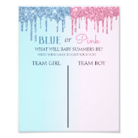 Blue or Pink Glitter Look Gender Reveal Voting 