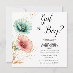 Blue or Pink Watercolor Gender Reveal Invitation