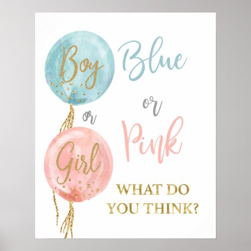 Blue or Pink what do you think Gender Reveal Poster