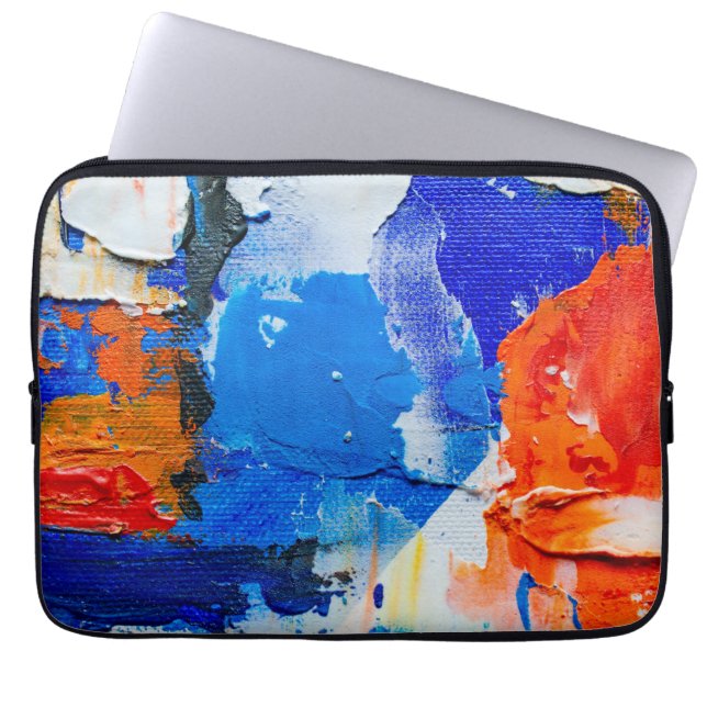 Blue & Orange Abstract Painting Abstract Art Abstr Laptop Sleeve (Front)