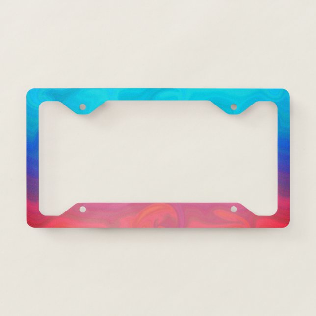 Blue Orange Abstract Pattern License Plate Frame (Front)