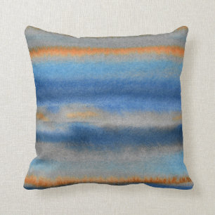 Blue Orange Abstract Stripes Throw Pillow