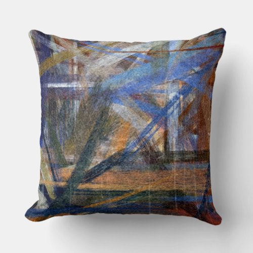 Blue Orange Abstract Throw Pillow