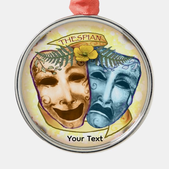 Blue Orange Actor Masks Metal Ornament (Front)