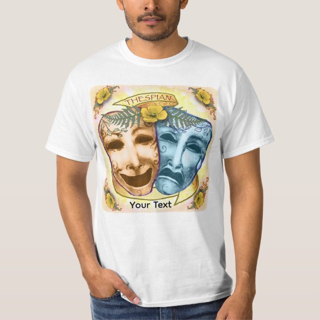 Blue Orange Actor Masks T-Shirt (Front)