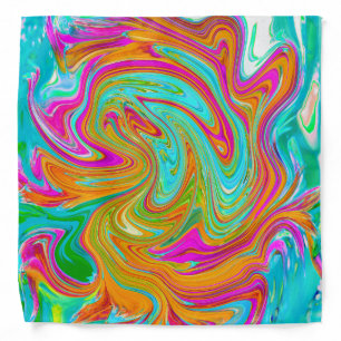 Blue, Orange and Hot Pink Groovy Abstract Retro Bandana