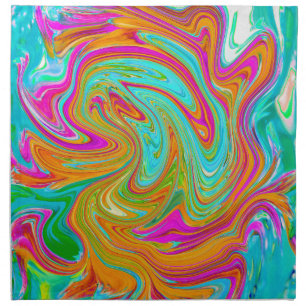 Blue, Orange and Hot Pink Groovy Abstract Retro Cloth Napkin