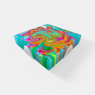 Blue, Orange and Hot Pink Groovy Abstract Retro Coaster Set