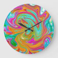 Blue, Orange and Hot Pink Groovy Abstract Retro