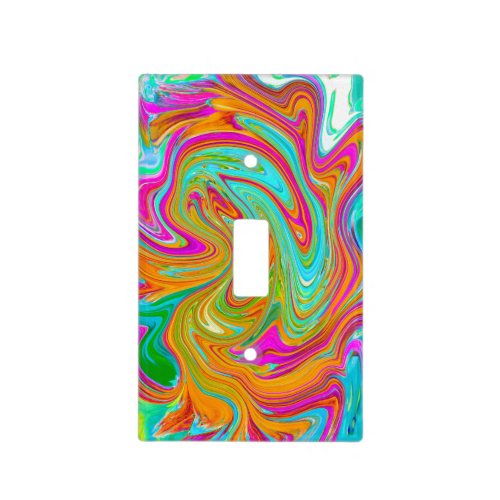 Blue Orange and Hot Pink Groovy Abstract Retro Light Switch Cover