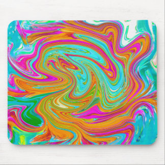 Blue, Orange and Hot Pink Groovy Abstract Retro Mouse Pad