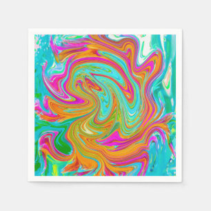 Blue, Orange and Hot Pink Groovy Abstract Retro Napkins