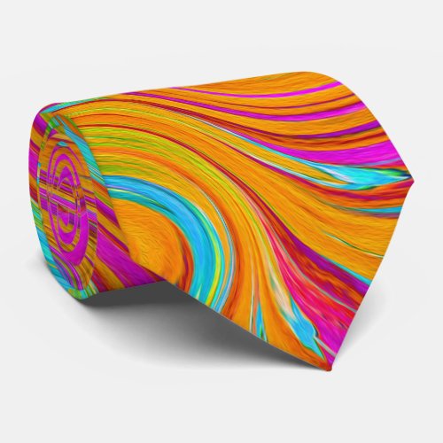 Blue Orange and Hot Pink Groovy Abstract Retro Neck Tie