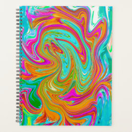 Blue, Orange and Hot Pink Groovy Abstract Retro Planner