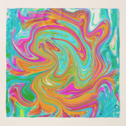Blue, Orange and Hot Pink Groovy Abstract Retro Scarf