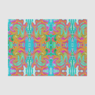 Blue, Orange and Hot Pink Groovy Abstract Retro Tissue Paper