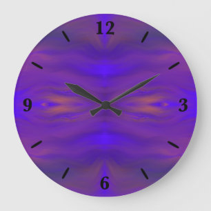 Blue Orange And Purple Abstract Design Pattern Large Clock