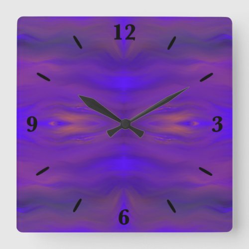 Blue Orange And Purple Abstract Design Pattern Square Wall Clock