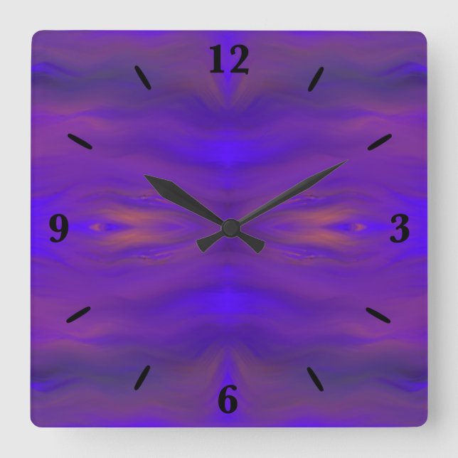 Blue Orange And Purple Abstract Design Pattern Square Wall Clock (Front)