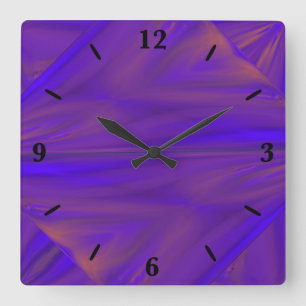 Blue Orange And Purple Abstract Design Pattern Square Wall Clock
