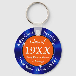 Blue, Orange and White Class Reunion Gifts Reunion Keychain