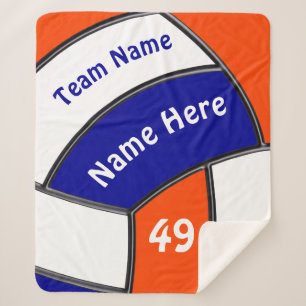 Blue, Orange and White Volleyball Throw Blankets