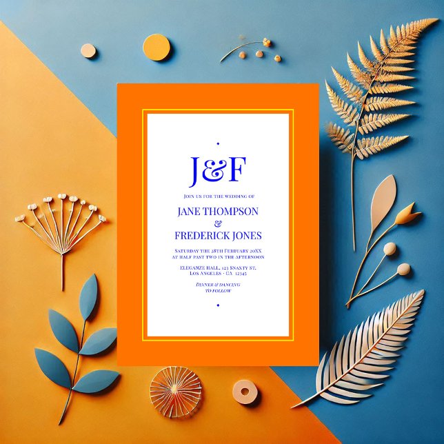 Blue, Orange and Yellow Wedding Invitation (Blue, Orange and Yellow Wedding Invitation)